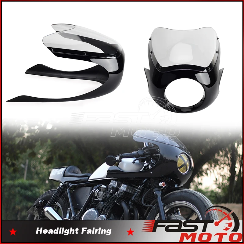 

6.25" Headlight Wind Screen Universal For Ducati Scrambler Suzuki Honda BMW Royal Kawasaki Chopper Cafe Racer Half Fairing Mask