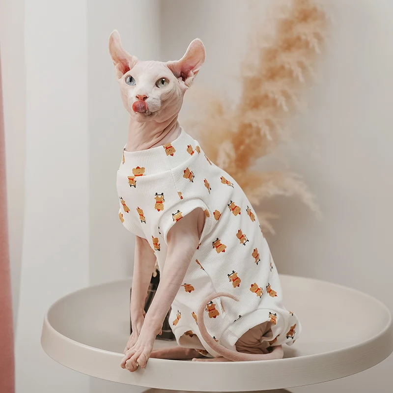 

Осенне-зимняя одежда для кошек из сфинкса, мягкая флисовая Пижама для котят и кошек, теплый комбинезон для домашних животных, костюм с капюшоном для сфинкса, Девона, кота