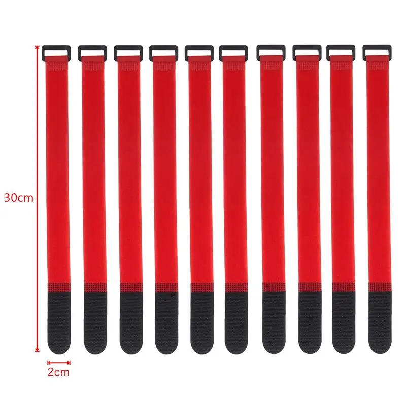 10-Pack Reusable Colored Nylon Hook and Loop Cable Ties