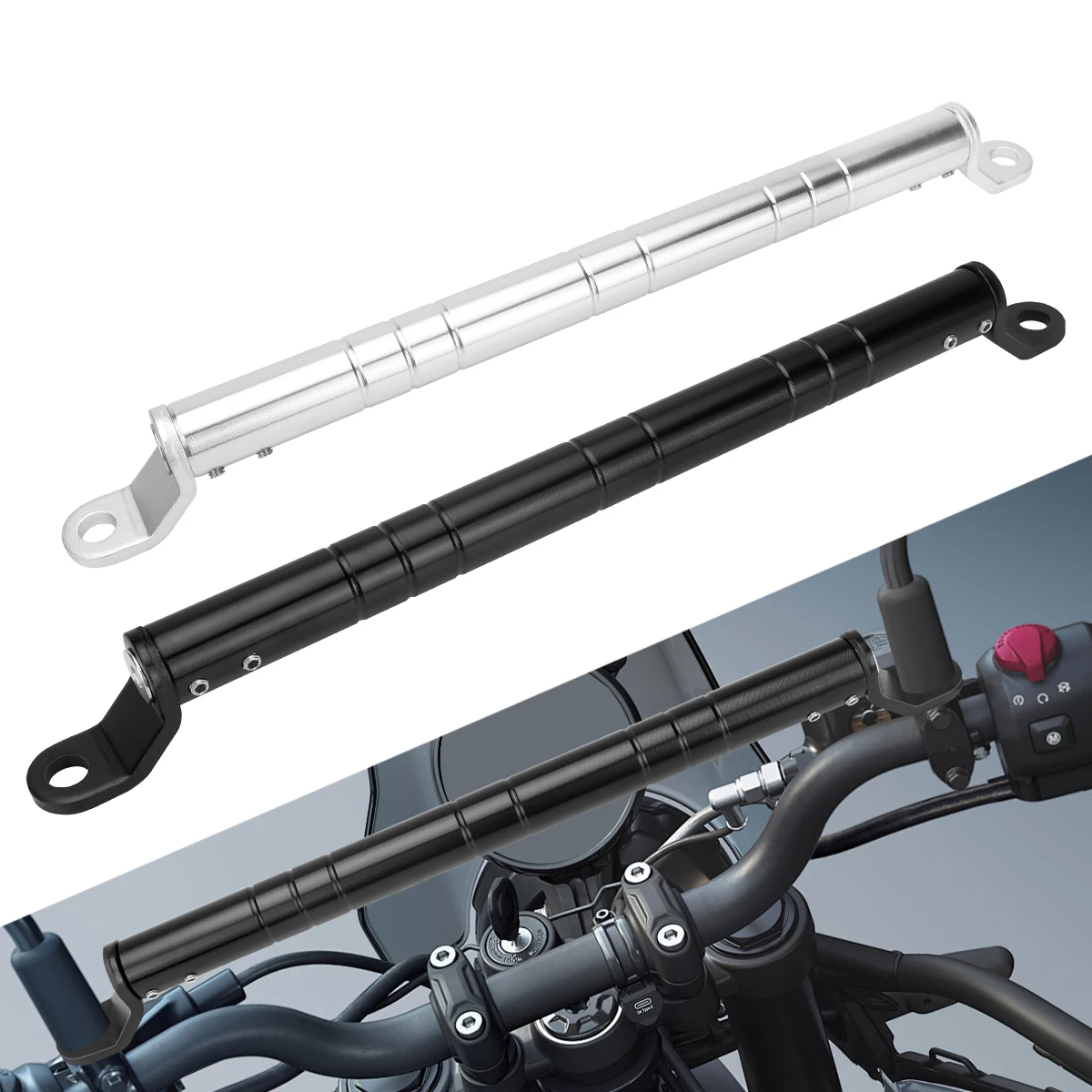 Barra de Equilibrio Multifuncional Universal para Motocicleta, Barra Extensora de Manillar de Aleación de Aluminio con Longitud Ajustable, Piezas de Modificación para Moto