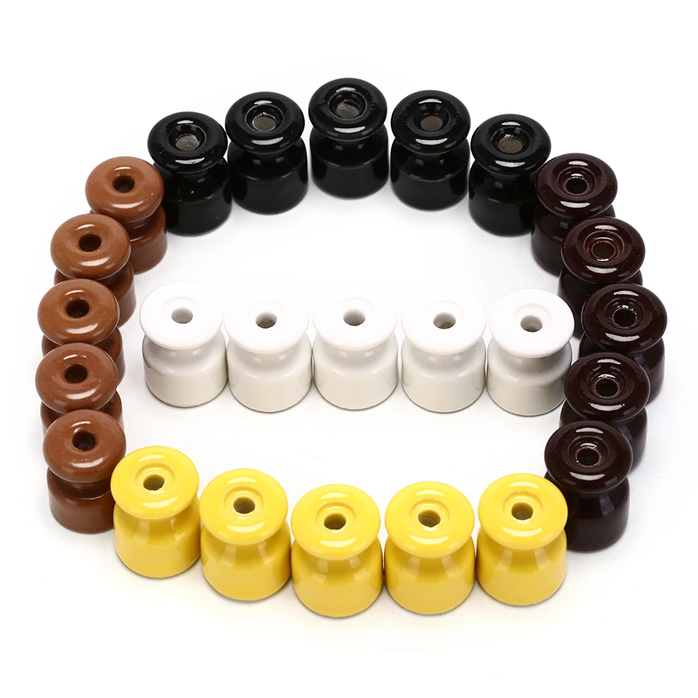 Porcelain Insulator 5 Pcs for Wall Wiring Cable Twisted Cord Ceramic Insulators porcelain insulator