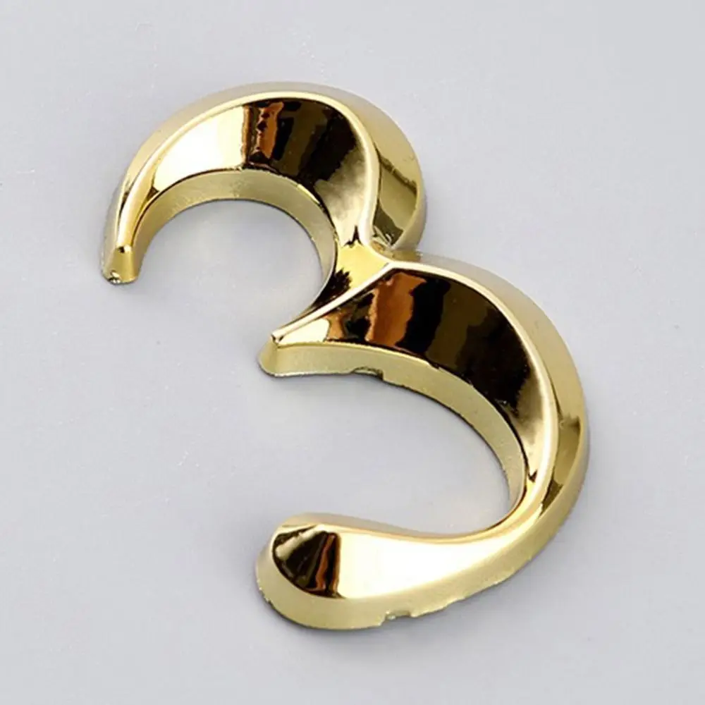 3D Door Number ABS Injection Molding Electroplating Plate Digits 0 To 9 Golden Door Self Adhesive Street Sticker Outdoor