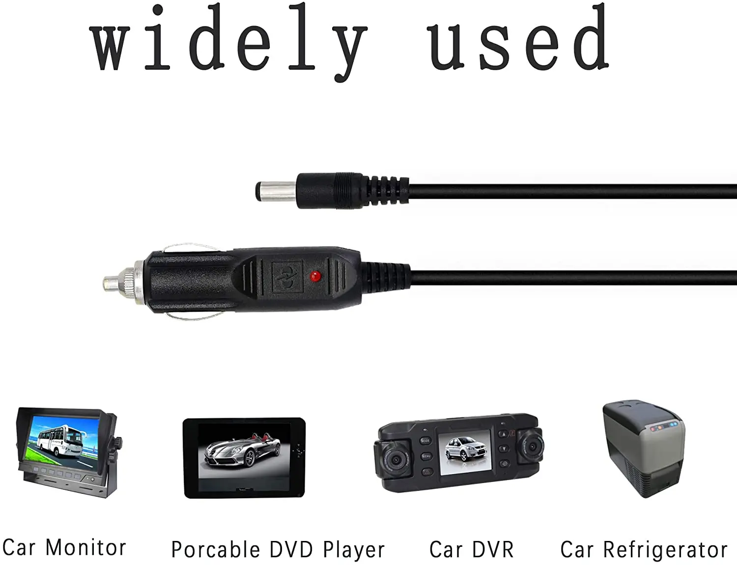 12V 10A DC Car Charger Auto Power Supply 18AWG Cable DC 5.5mm x 2.5mm to Car Cigarette Lighter Male Plug