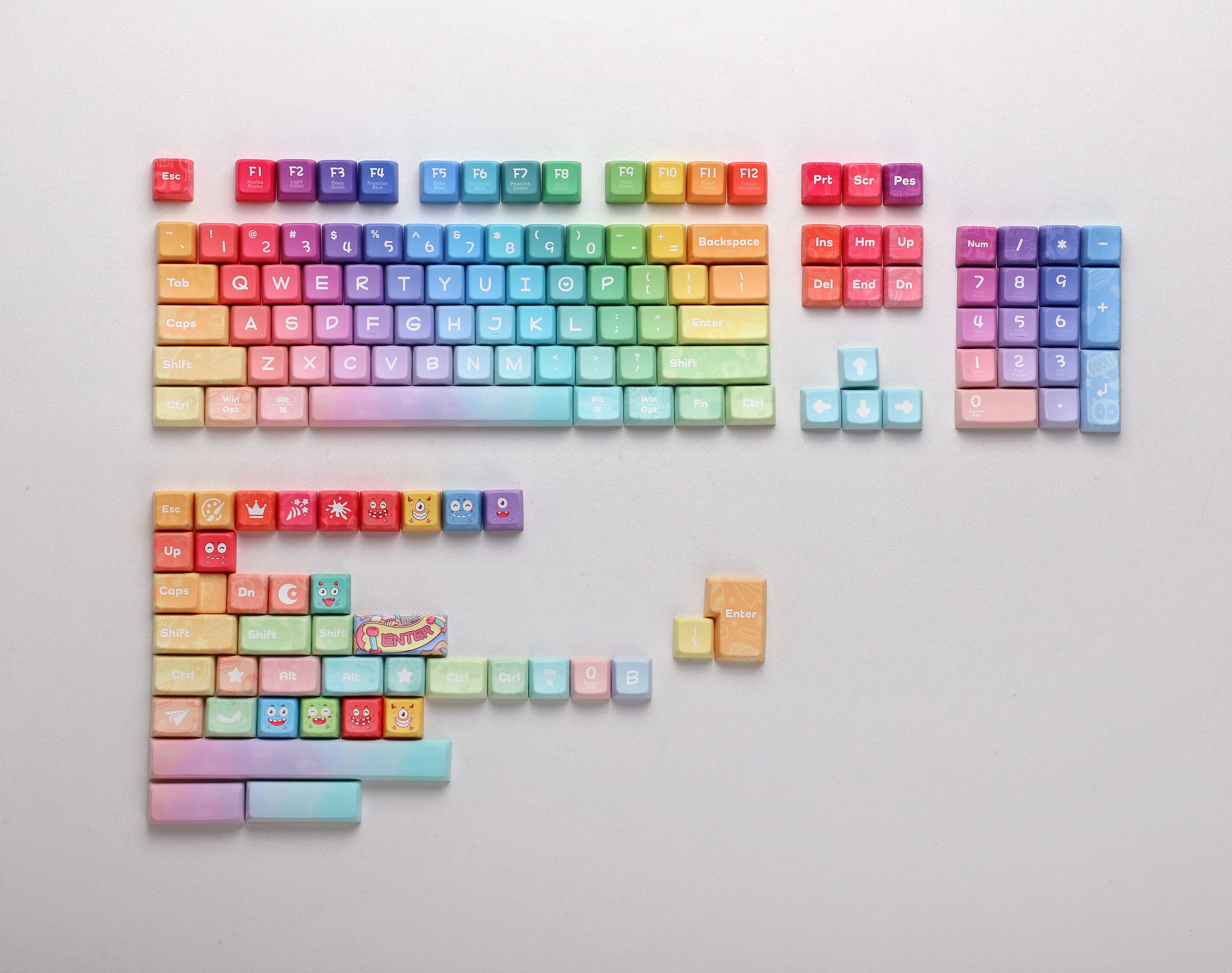 Infância Fantasias Keycaps Teclado Mecânico Pbt Sublimação Dye Mda Perfil Rainbow Keycap para mx Switch Conjunto - Imagem 5