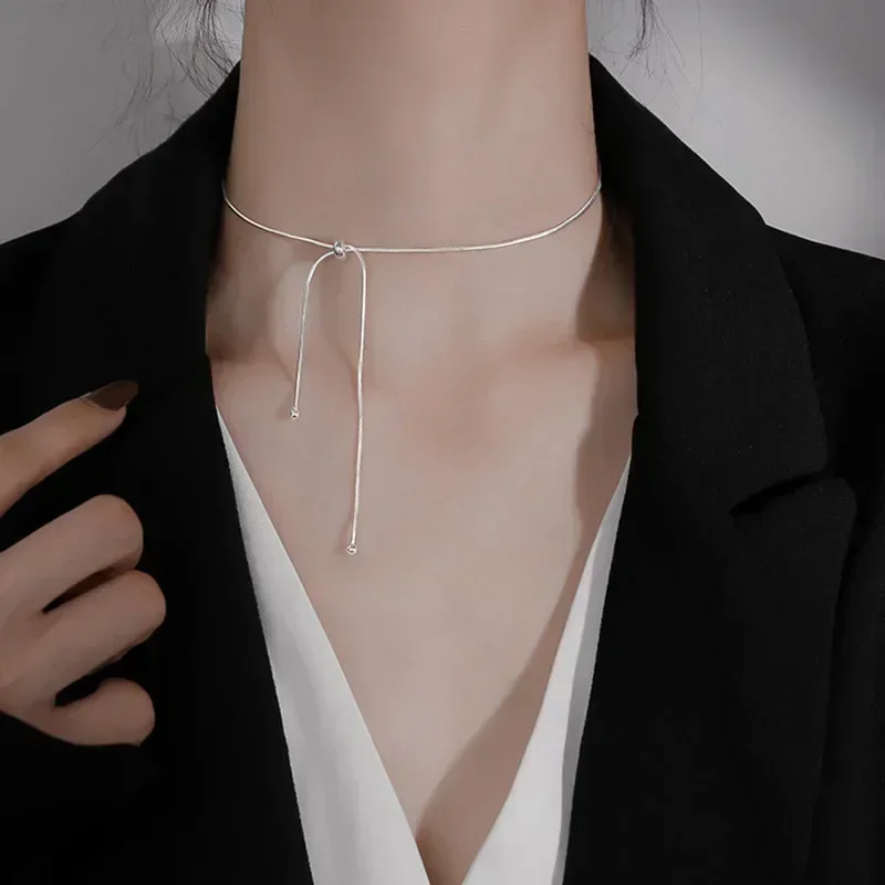 여성용 짧은 쇄골 체인 초커, 스파클링 목걸이, 웨딩 파티용 파인 주얼리, S925 스털링 실버 