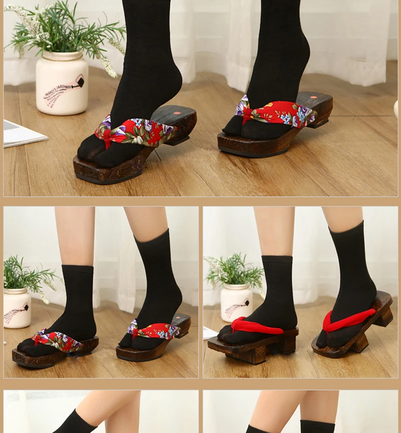 Japanische Clogs Socken Baumwolle Herren Damen Socken Sandale Split Two Toe Socke Ninja Socken KAWAI Kimono Tabi Socken Fußtasche Zehensocke – Detail 8