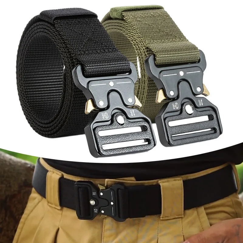 Unisex Genuine Tactical Belt Quick Release Outdoor Military Belt Soft Real Nylon Sports Accessories Men Women Black Belt