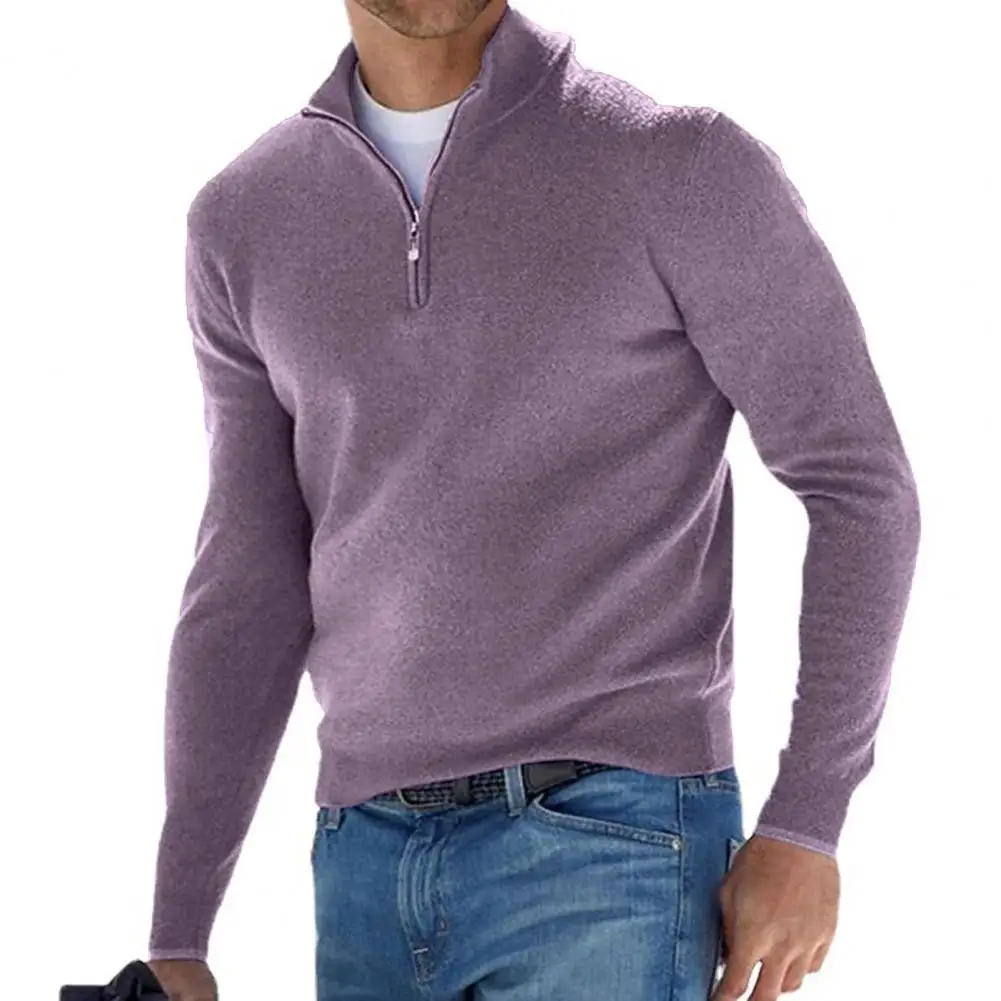 

Men Sweater Zipper Stand Collar Long Sleeve Warm sueter masculino