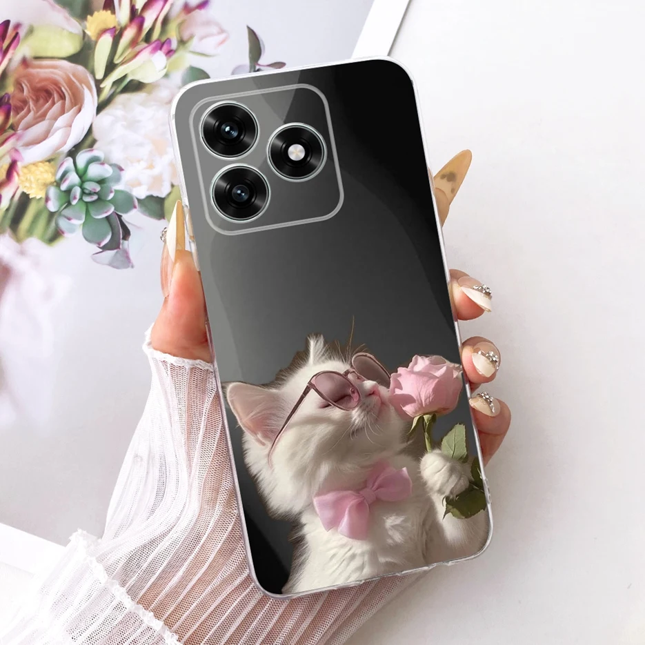 Cute Cat Luxury Painted Clear Silicone Soft Slim Phone Case Cover