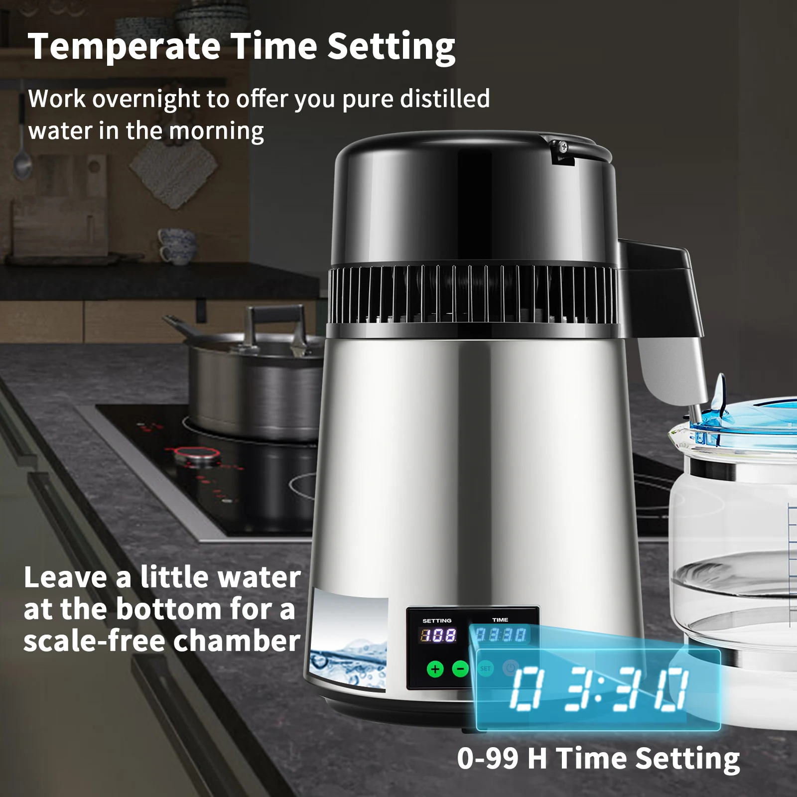 SucceBuy 4L Water Distiller Purifier Filter 1L/H Distilling Speed Dispenser Drinking Bottle Softener Touch Screen Home Appliance water filters