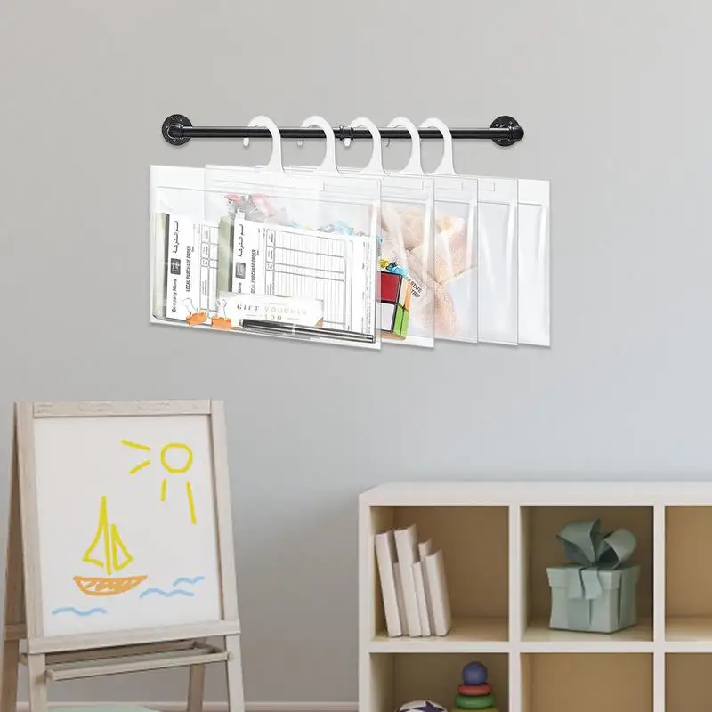 

10pcs Transparent Storage Bag Large Hanging Pouchs Multiuse Storage Bag For Documents Make Up Keys Classroom Library And Pharmcy