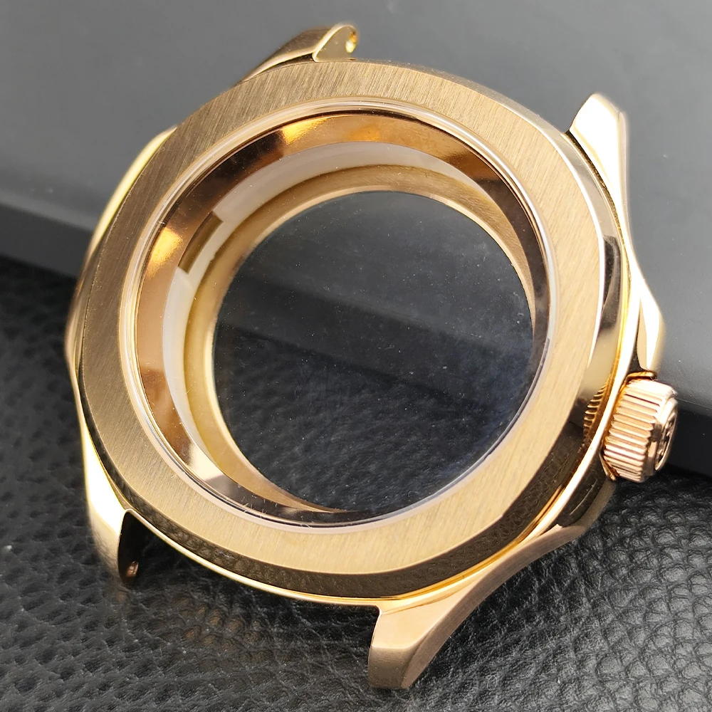 Sleek Silver Steel Watch Case with Sapphire Glass and Seal Ring, 39.5mm