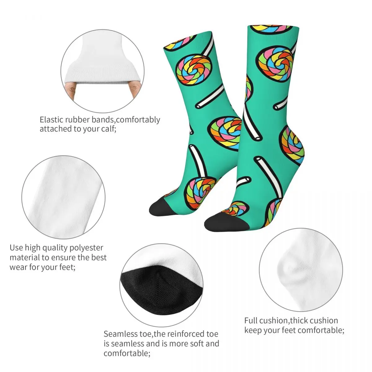 Rainbow Lollipop Pattern Adult Socks,Unisex socks,men Socks women Socks