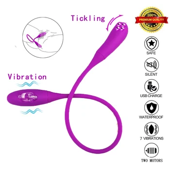 Rechargeable Dual Vibrator Sex Toys 7 Speeds Double Head Jump Egg Bullet Dildo Vibrator Anal Adult Sex Toy For Couple Men Women 6