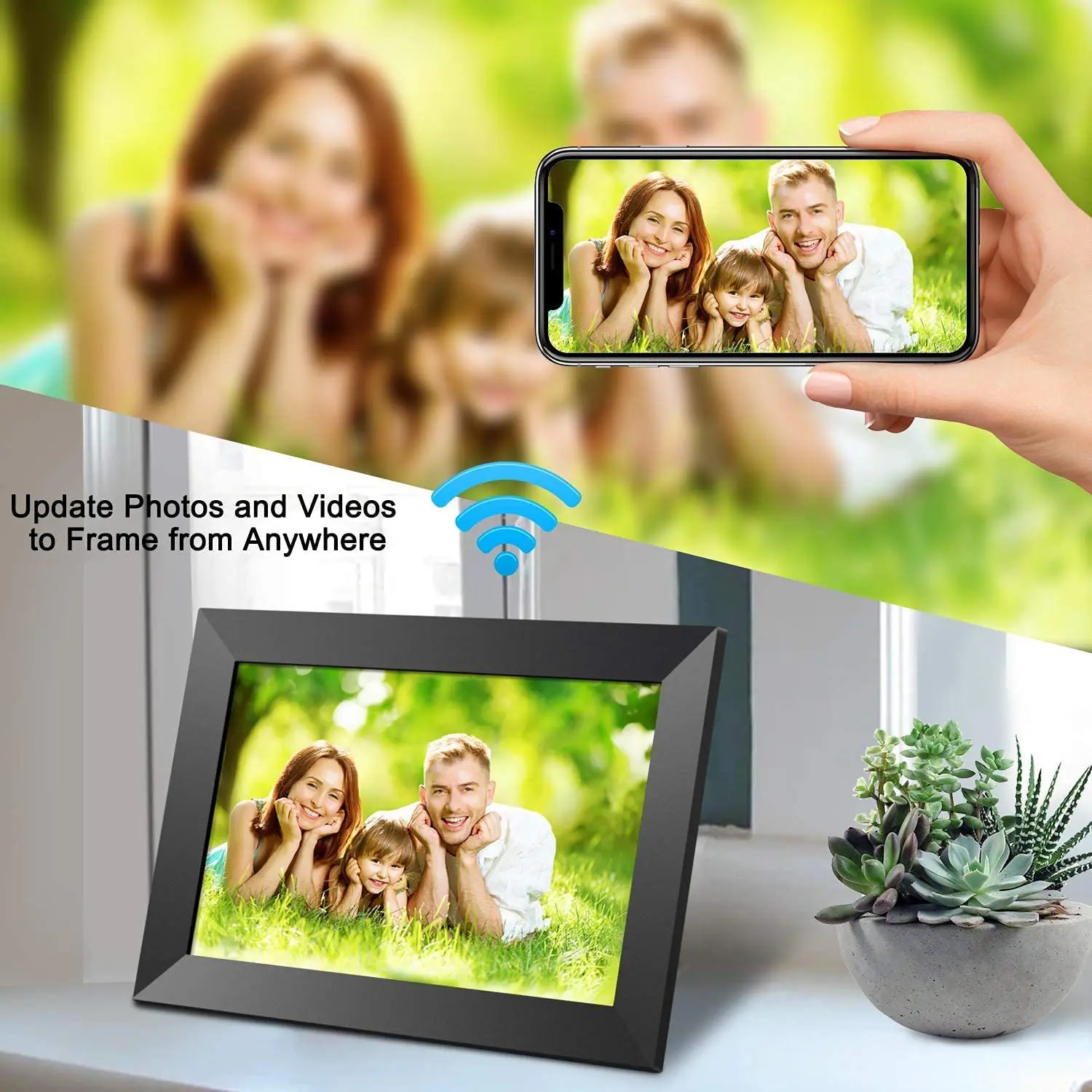 스마트 와이파이 디지털 포토 프레임, HD IPS 터치 스크린 디지털 액자, 어머니날 선물, 10.1 인치 프레임, 32GB