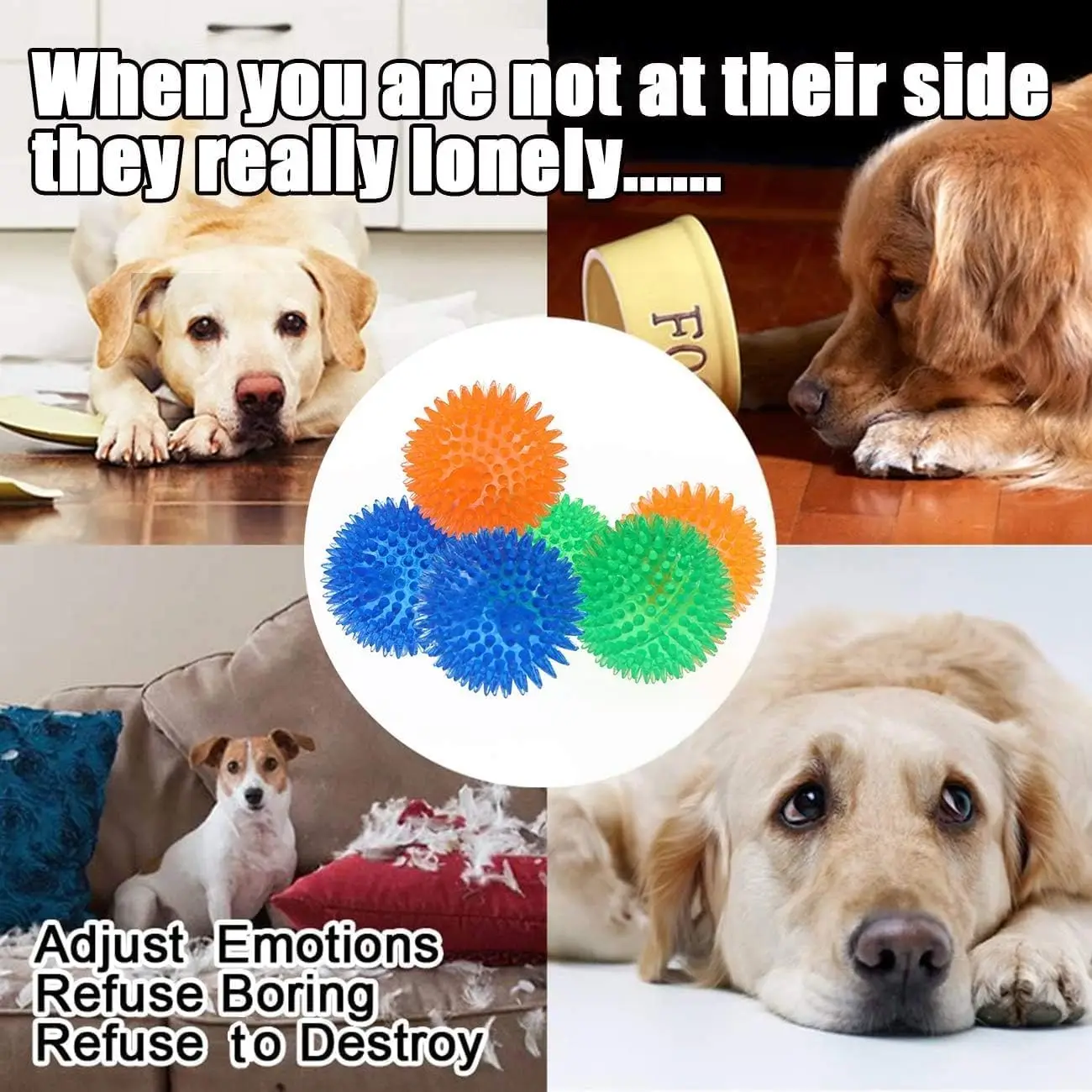 Fetch Spike Balls TPR Training Sounding Toys for Pet Small Dogs Puppy Rubber Bright Colors Chew Teething Tooth Cleaning Toys 6