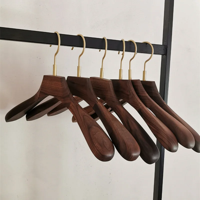Black Walnut & Brass Household Hangers Natural Solid Wood Hangers Original  Ecological Solid Wood Hanger Wooden Hangers 