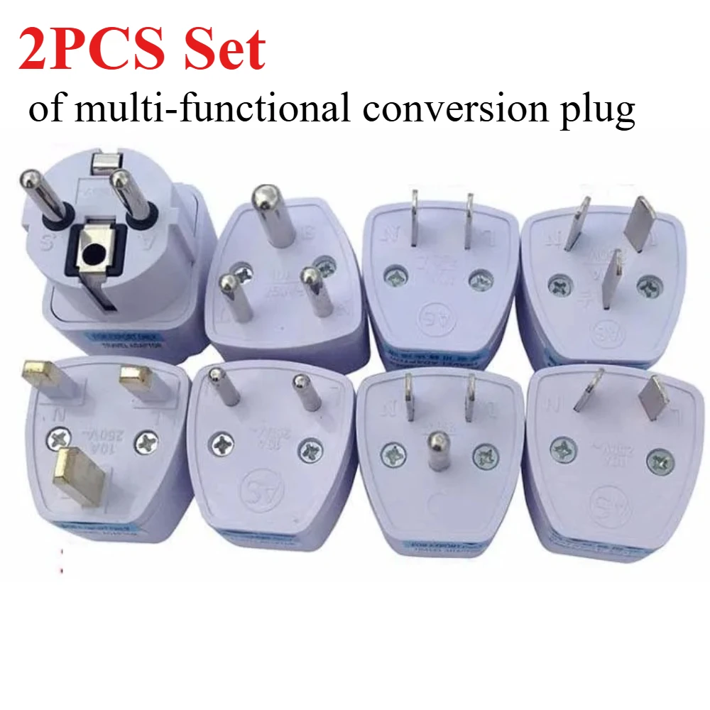 Universal Travel Adapter Plug Converter (2-Pack) – EU/US/AU/UK International Socket, 10A