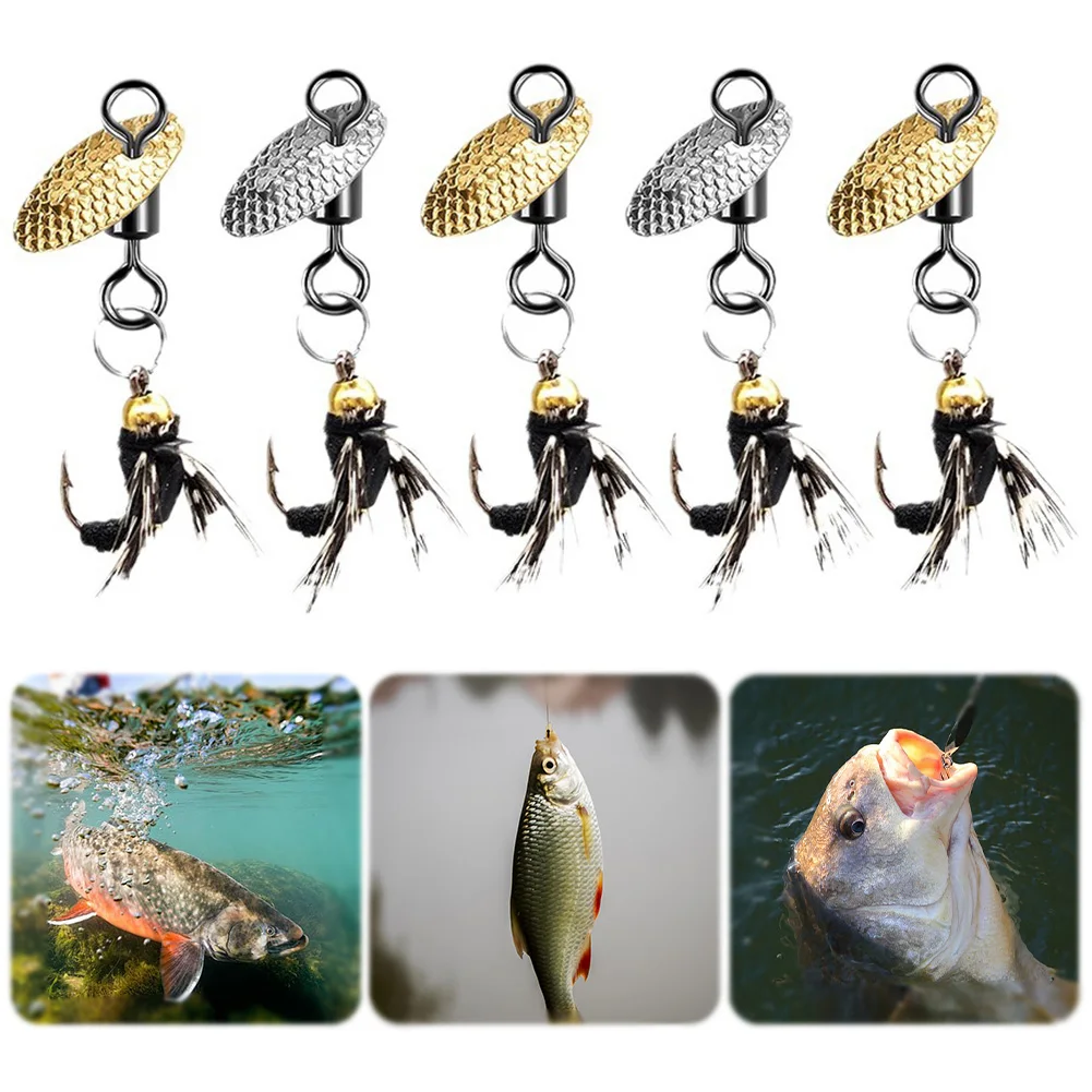 Metal Feather Fly Fishing Hooks Lures for Freshwater Saltwater