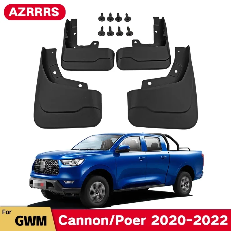 

MudFlaps For Great Wall Cannon GWM Poer Ute 2020-2022 Mud Splash Guard Mudguards Front Rear Fender Auto Styline Car Accessories