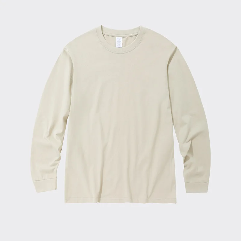 

2024 Casual solid color pure cotton long sleeved autumn t-shirt for men 4099
