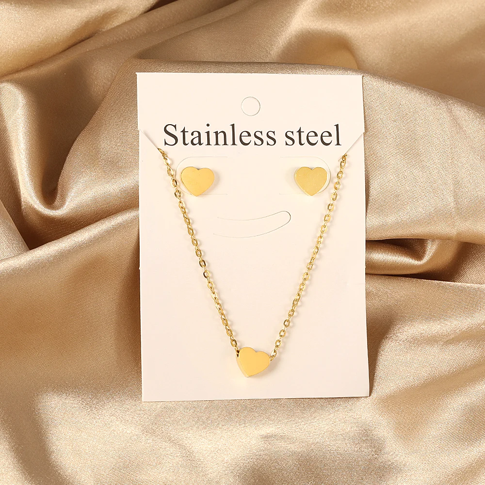 2 Pieces chain necklace Love Heart Pendant Necklaces For Women Stainless Steel No Fade Jewelry Wedding Party Gifts
