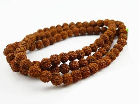 Tibetano 108 Naturale 10Mm Rudraksha Bodhi Seme Preghiera Perline Collana Mala-40"