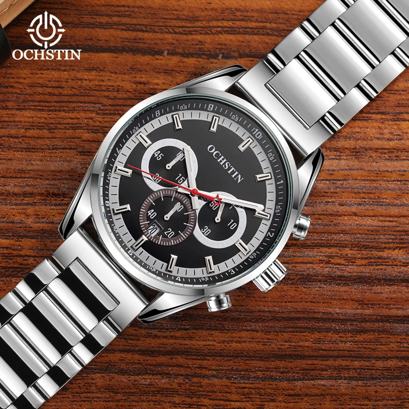 OCHSTIN Commander Series Multi-functional Quartz Watch Steel Strap Trend Changing Daily Quartz Watch HD Luminous