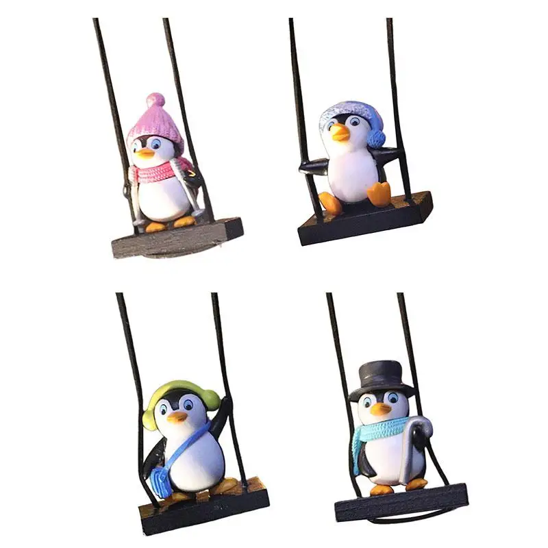 

Anime Penguin Car Interior Decoration Swing Penguin Car Hangings Ornament Rearview Mirror Pendant accessories For Mirrors Charm