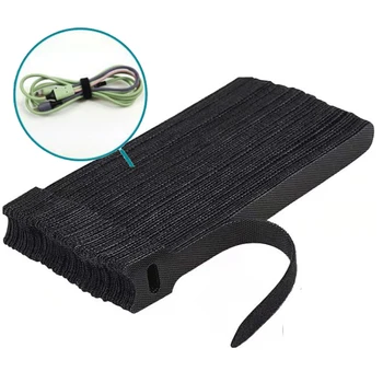 Releasable สายผูกลวดสีดํา 15 20 25 30 ซม.ไนลอนห่วงสายรัดห่อ Zip Bundle ผ้าพันคอ Tie พลาสติกยึด 1