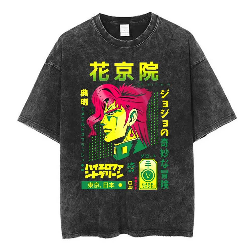 日本アニメジョジョの奇妙な冒険 Tシャツ花京院典明マンガグラフィック