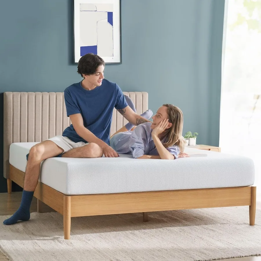 8 Inch Green Tea Cooling Memory Foam Mattress [New Version] Short Queen Fiberglass Free Medium Firmness Cooling Gel Foam Certif