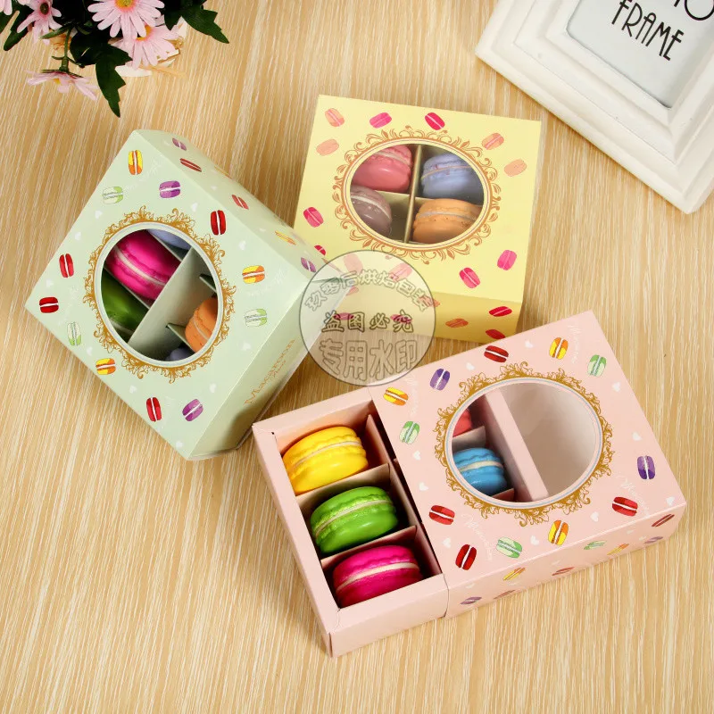 6 Cavity Macaron Packaging Box Cardboard Clear Window Storage Boxes Biscuits Sweets Small Breads Doughnuts Muffins Cupcakes