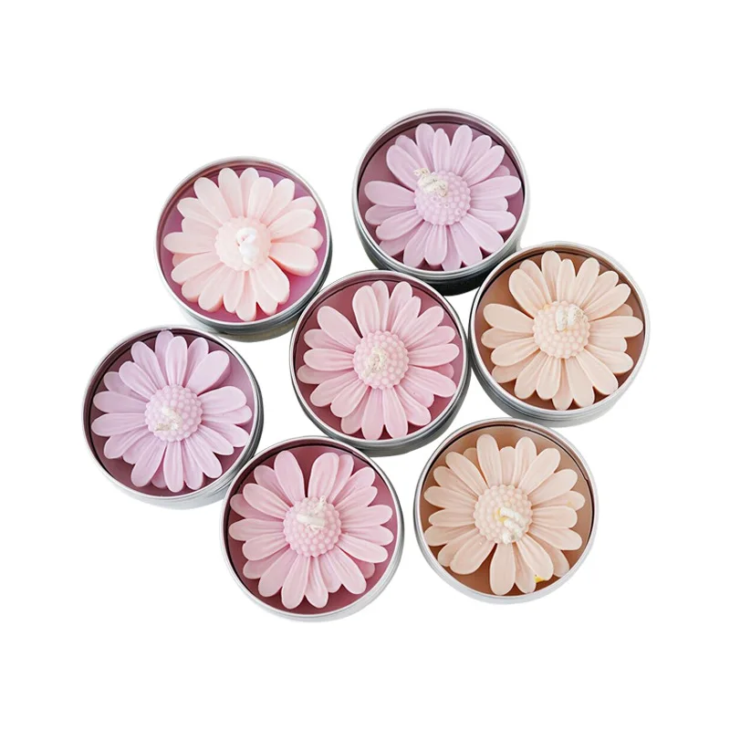 3D Daisy Candle Silicone Mold Aluminum Candle Box Kit Diy Handmade Cake Decoration Soap Mold Aroma