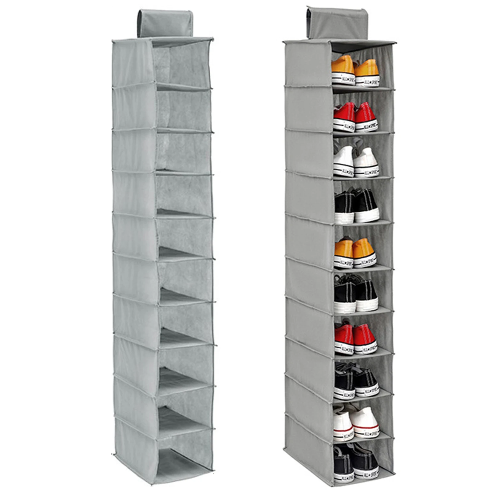 Hanging Shoe Organizer 10-Layer Heavy Duty Non-woven Hanging