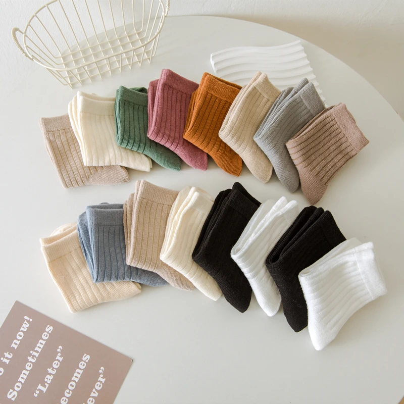 Children Socks 4 Pairs/Lot for Girls Boys Cotton Spring Autumn Winter Kids Baby Mid Tube Socks Keep Warm Floor