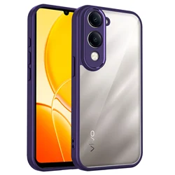 Clear Matte Silicone Bumper Back Cover with Air Cushion Protection for Vivo T4 Lite (TMMS Purple)