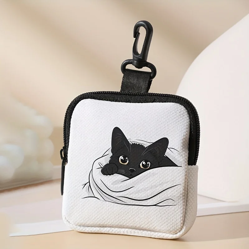 1 pc Cat pattern printed large capacity coin wallet, digital printed coin wallet storage bag, ideal choice for gifts