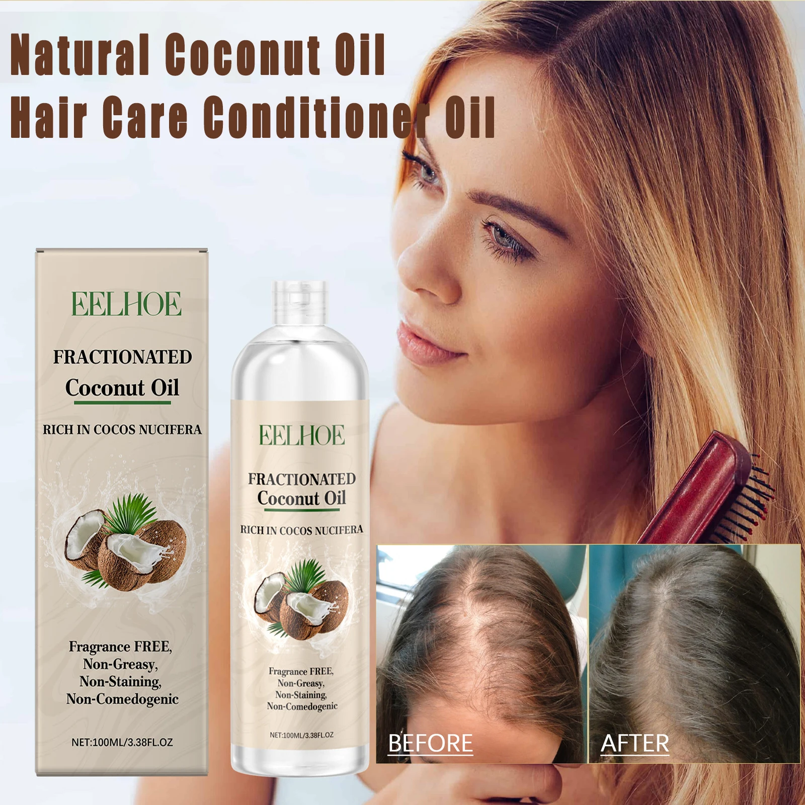 Hair treatment oil Coconut oil hair care nutrient essential deep moisturizing hair repair damaged dry frizzy end care conditioner