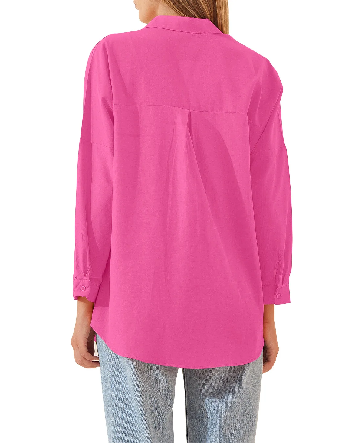 Womens Clothing V-neck Solid Button Long Sleeve Casual Blouse