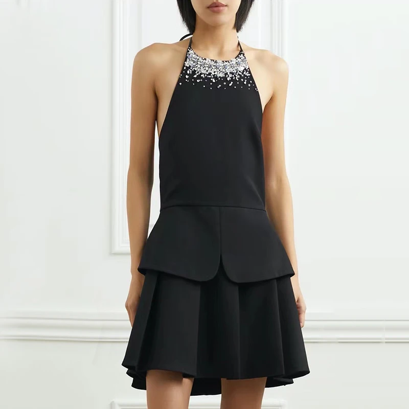 

Женское винтажное платье-трапеция с воротником-стойкой и оборками