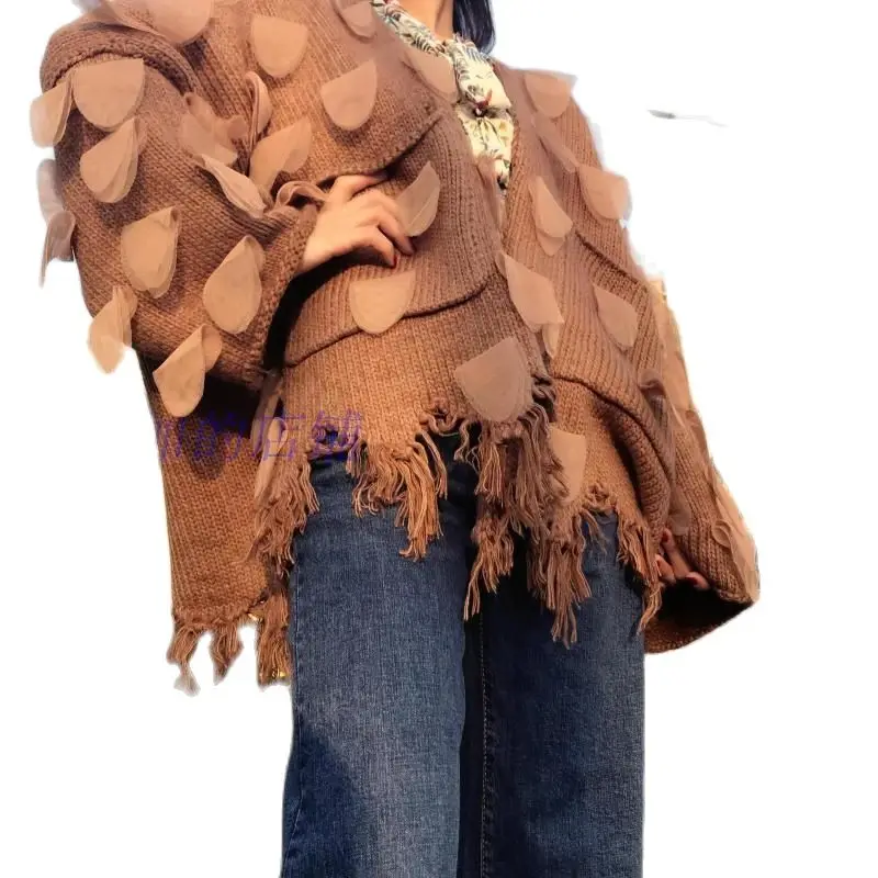 

2023 Winter Mid Coat Length Thick Thread Sweater Womens Bell Sleeves Loose Korean Version Internet Celebrity Free Shipping