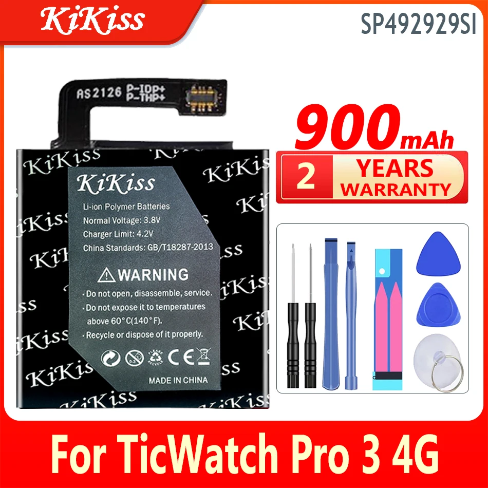 

KiKiss High Capacity Battery SP492929SI 850mAh/900mAh For TicWatch Pro 3 Pro3 4G Sports Smart Watch Bateria
