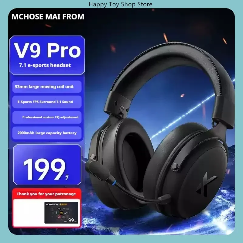 Mchose V9 pro Wireless Bluetooth Headset Dynamic Sound Low Delay Office Gaming with Three Mode Microphone Noise Reduction