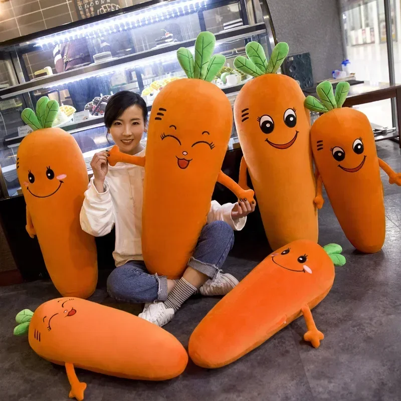 

70-100cm Lovely Smile Carrot creative pillow cushion plush fruit vegetables food Anti-stress soft girl hobby Children toy gift