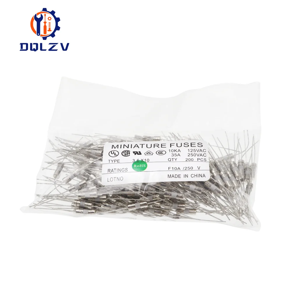 3.6X10Mm Rechte Pen Snelle Slag Keramische Zekering 3.6*10Mm Langzaam Breken De Zekering Buis 250V 0.5a 1a 2a 3a 3.15a 4a 5a 6a 8a 10a 12a 15a