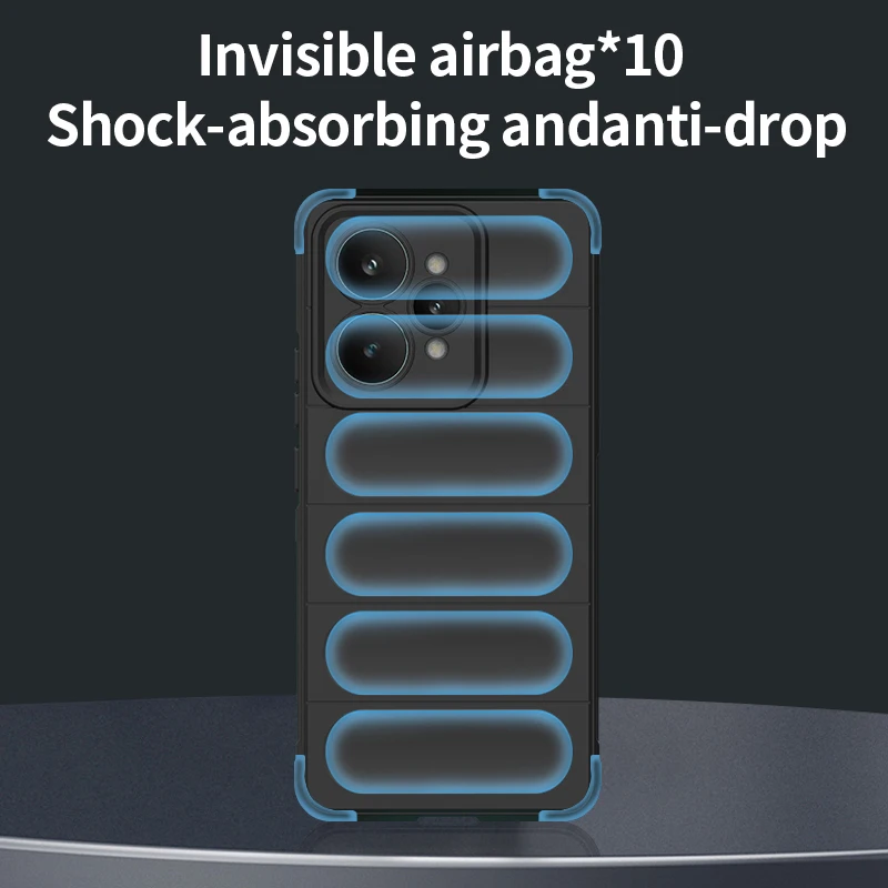 Shockproof Shield Phone Case with TPU Frame and Flannel Lining - Four-Corner Airbag Protection