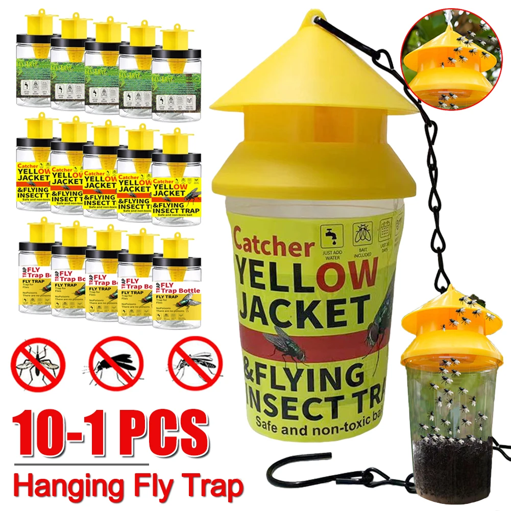 1-10Pcs Hanging Fly Trap Insetto Bug Killer Attira Fly Catcher Cage Outdoor Mosquito Trap Catcher Wasp Killer Flie Trap