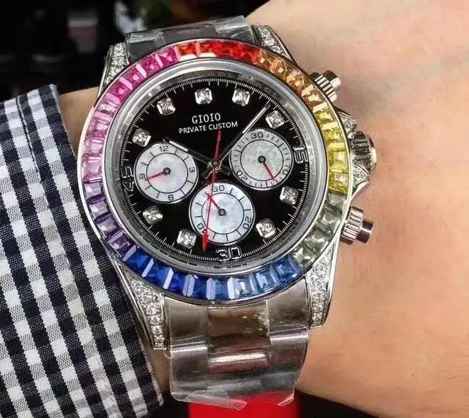 

Luxury New Automatic Watch for Men Mechanical Watches Black White Rose Gold Diamond Rainbow Silver Stainless Steel Luminous