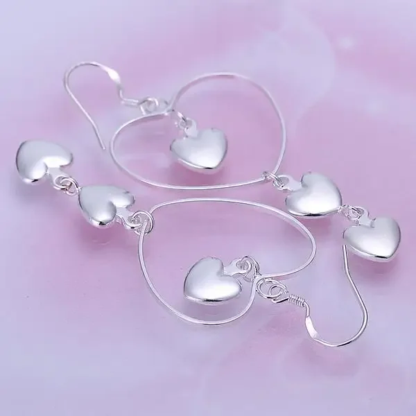 Nový trend 925 mincovní stříbro náušnice pro ženy móda šperků láska srdce dlouhé náušnice valentine's den dárky